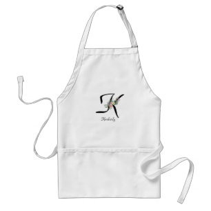 Floral Monogram letter K Retirement Apron