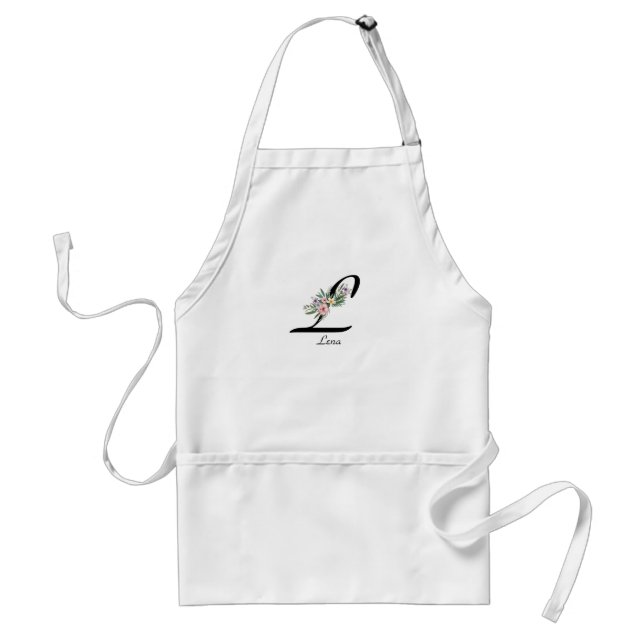 Floral Monogram letter L Retirement Apron (Front)