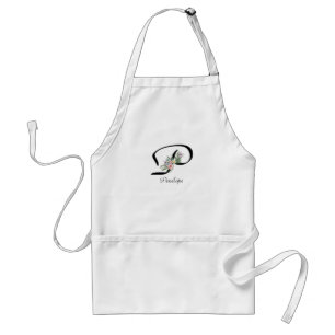 Floral Monogram letter P Retirement Apron