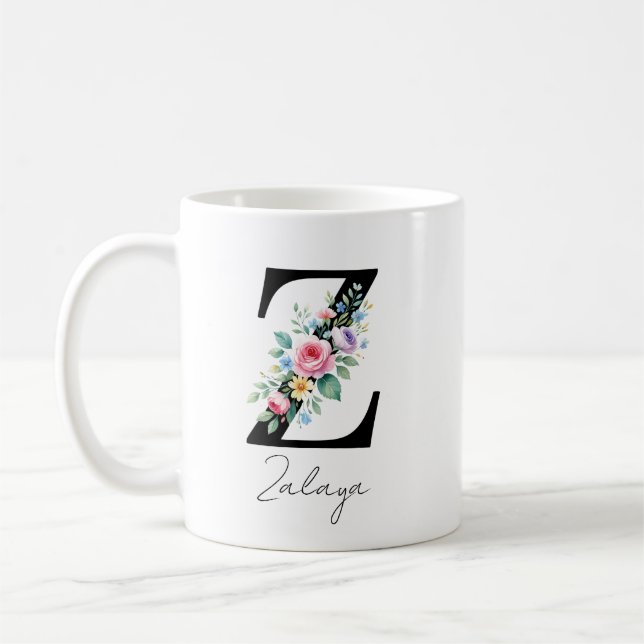  Floral Monogram – Letter Z Coffee Mug (Left)