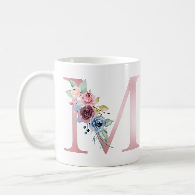 Floral Monogram M Mug (Left)
