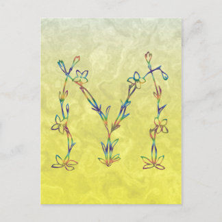 FLORAL MONOGRAM M POSTCARD