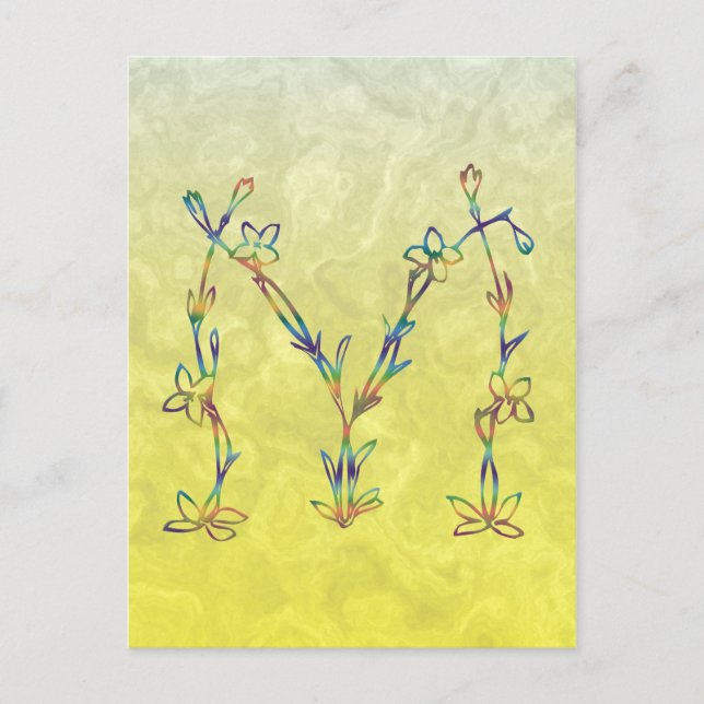 FLORAL MONOGRAM M POSTCARD (Front)