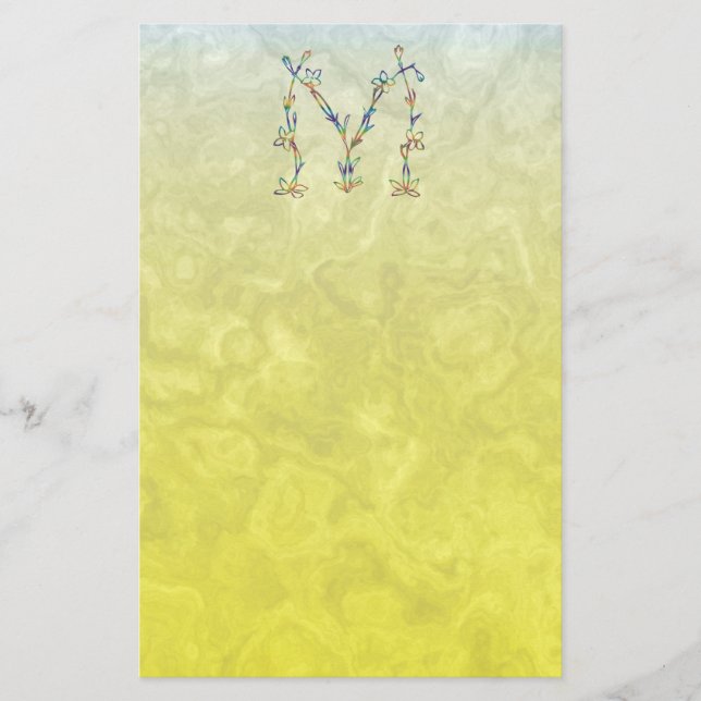 FLORAL MONOGRAM M STATIONERY (Front)