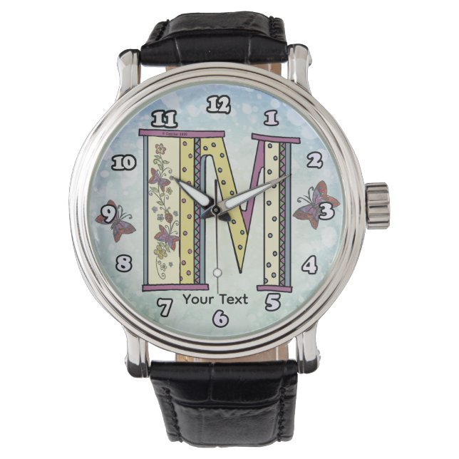 floral Monogram M  Watch (Front)