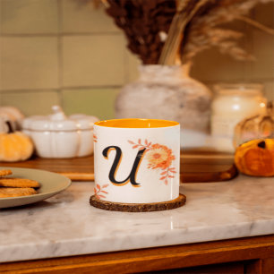 Floral Monogram Mug –Elegant Letter U-writ u name