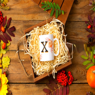 Floral Monogram Mug –Elegant Letter X-writ u name"