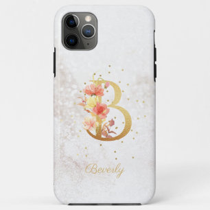 Floral Monogram Name Initial B Letter Personalise iPhone 11 Pro Max Case