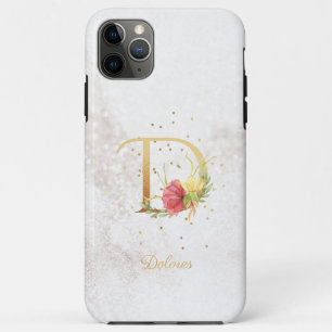 Floral Monogram Name Initial D Letter Personalise iPhone 11 Pro Max Case