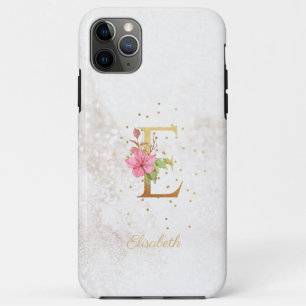 Floral Monogram Name Initial E Letter Personalise iPhone 11 Pro Max Case