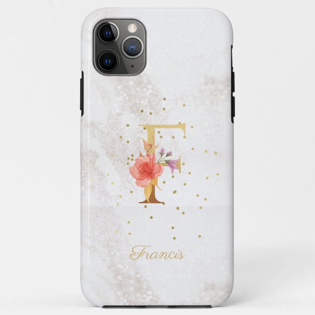 Floral Monogram Name Initial F Letter Personalise Case-Mate iPhone Case (Back)