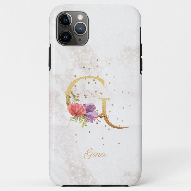 Floral Monogram Name Initial G Letter Personalise Case-Mate iPhone Case (Back)