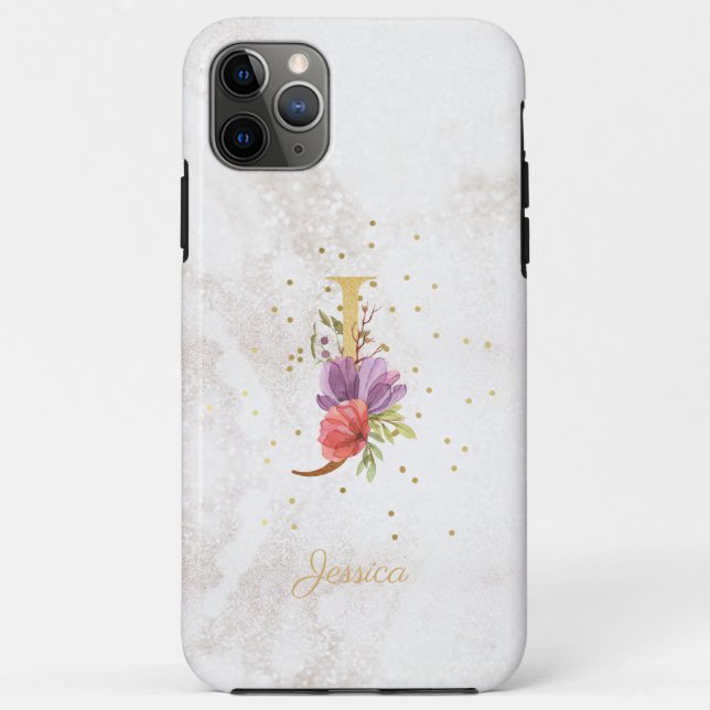 Floral Monogram Name Initial J Letter Personalise Case-Mate iPhone Case (Back)