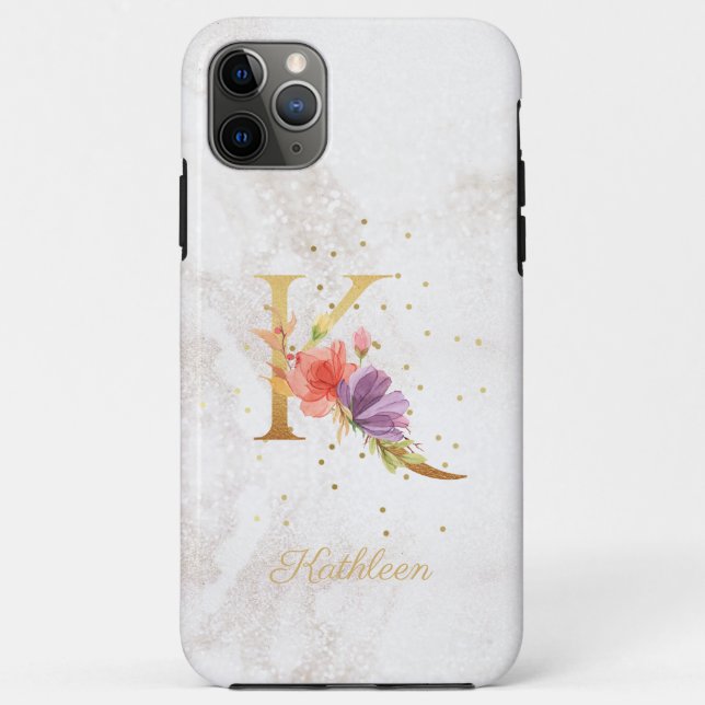 Floral Monogram Name Initial K Letter Personalise Case-Mate iPhone Case (Back)