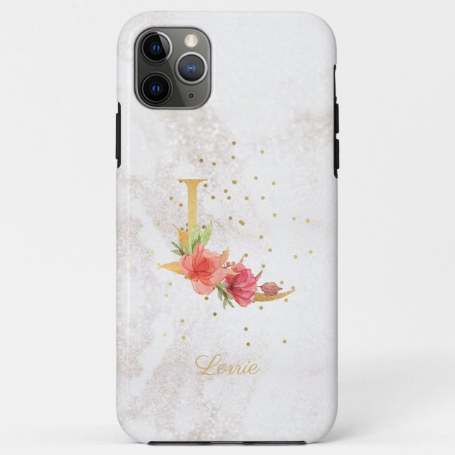 Floral Monogram Name Initial L Letter Personalise Case-Mate iPhone Case (Back)