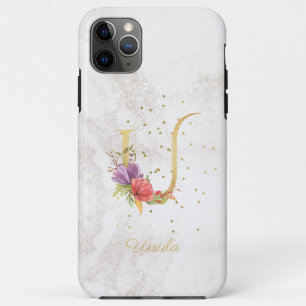 Floral Monogram Name Initial U Letter Personalise iPhone 11 Pro Max Case