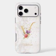 Floral Monogram Name Initial V Letter Personalise