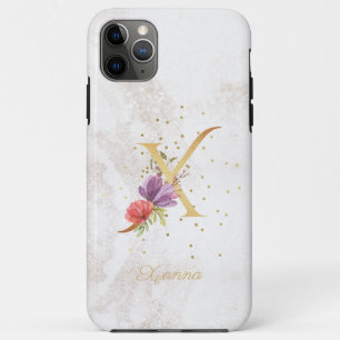 Floral Monogram Name Initial X Letter Personalise iPhone 11 Pro Max Case