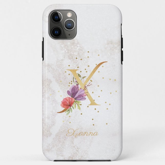 Floral Monogram Name Initial X Letter Personalise Case-Mate iPhone Case (Back)