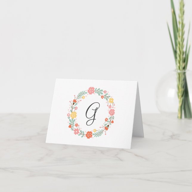 Floral Monogram Note Card (Front)