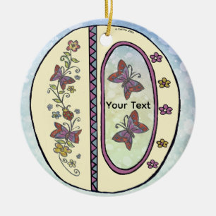 floral Monogram O Ceramic Tree Decoration