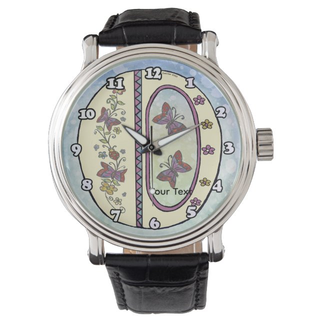 floral Monogram O  Watch (Front)