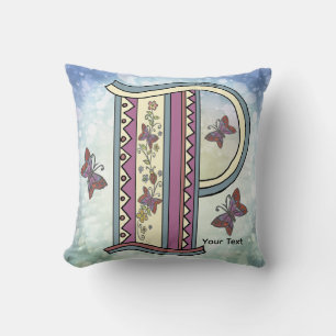 floral Monogram P pillow