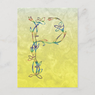 FLORAL MONOGRAM P POSTCARD