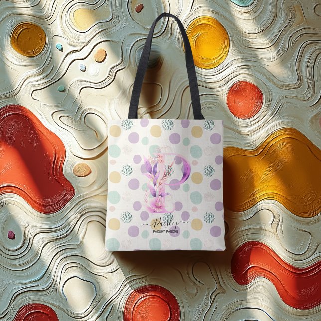 Floral Monogram - Paisley's Bloom Design P Tote Bag (Creator Uploaded)