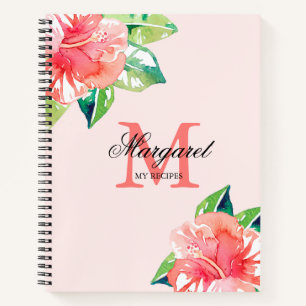 Floral Monogram Personal Cooking Recipes Notebook