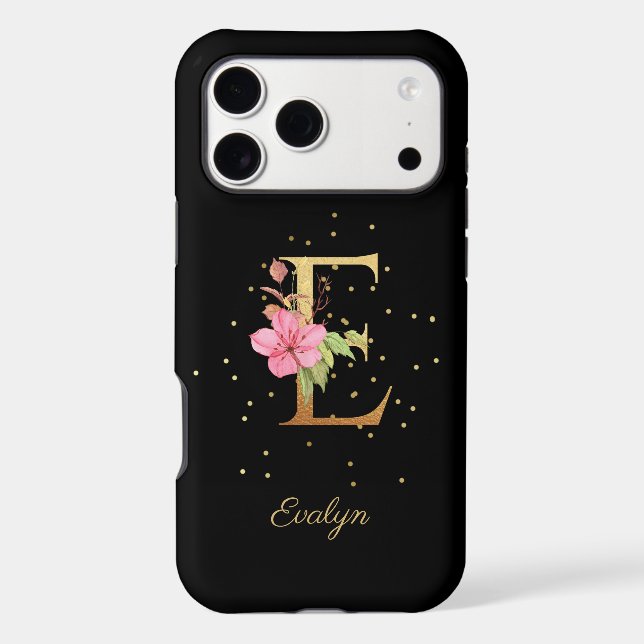 Floral Monogram Personalise Name Initial E Letter (Back)