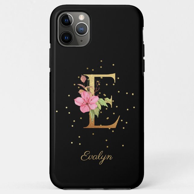 Floral Monogram Personalise Name Initial E Letter Case-Mate iPhone Case (Back)