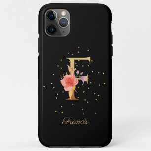 Floral Monogram Personalise Name Initial F Letter iPhone 11 Pro Max Case