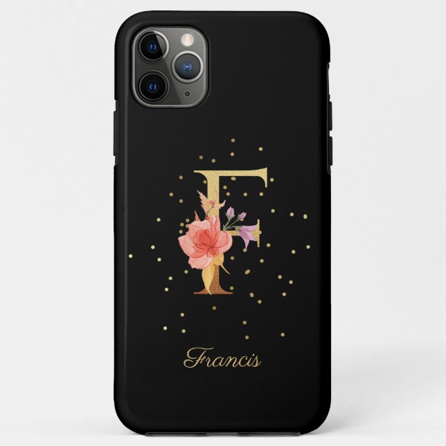 Floral Monogram Personalise Name Initial F Letter Case-Mate iPhone Case (Back)