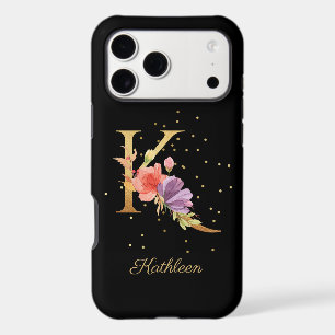 Floral Monogram Personalise Name Initial K Letter