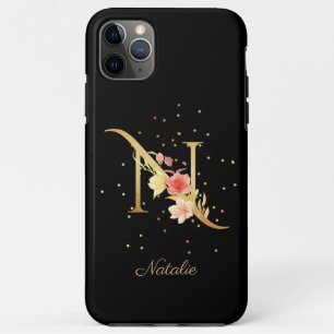 Floral Monogram Personalise Name Initial N Letter iPhone 11 Pro Max Case