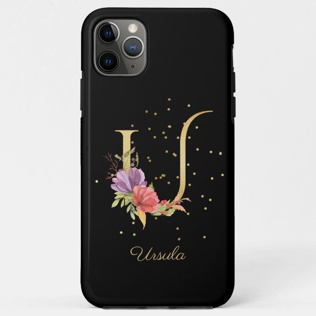 Floral Monogram Personalise Name Initial U Letter Case-Mate iPhone Case (Back)