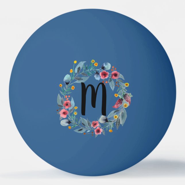 Floral Monogram Ping Pong Ball (Front)