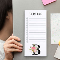 Floral Monogram Pink and Gold To Do List