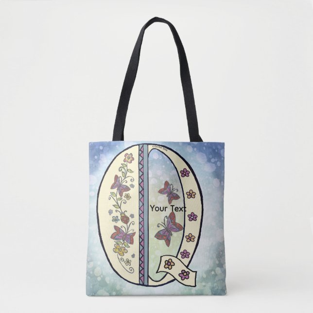 floral Monogram Q  Tote Bag (Front)
