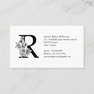 Floral Monogram R Sakura Cherry Blossoms Business Card