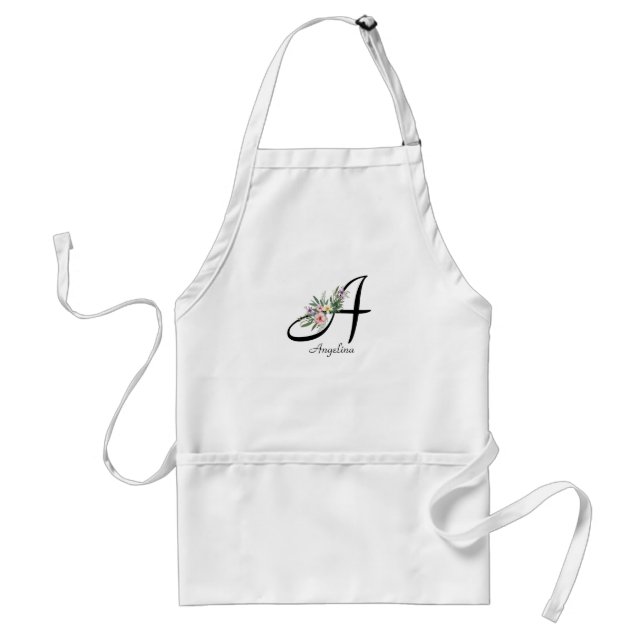 Floral Monogram Retirement Apron (Front)