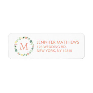 FLORAL MONOGRAM RETURN ADDRESS LABELS