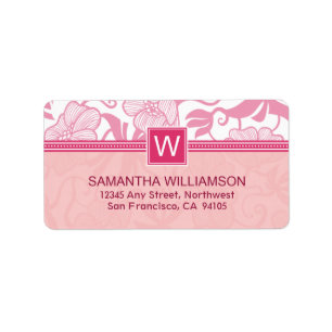 Floral Monogram Return Address Labels (pink)