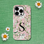 Floral Monogram Script Name protective Case-Mate iPhone 14 Pro Case<br><div class="desc">Introducing our Monogram Rose Gold Dots Script Name Cute Phone case for iPhone! This phone case is the perfect combination of elegance and fun, featuring a rose gold background pattern with cute dots, and a beautiful script font personalised with your name. You can customise it with any name, letter, colour...</div>