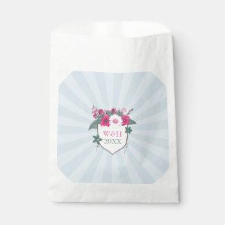 Floral monogram shield favour bags