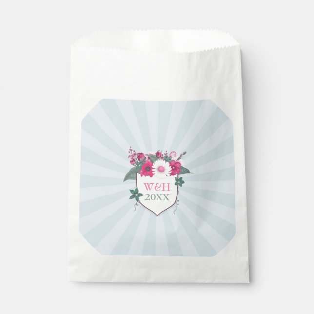 Floral monogram shield favour bags (Front)