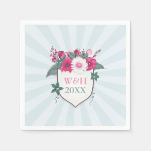 Floral monogram shield napkin