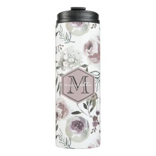 Floral Monogram Thermal Tumbler