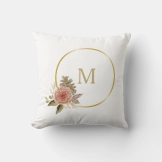Floral Monogram Two-Sided Throw Pillow